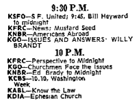 KFRC Sunday Night Schedule (1967)