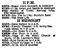 KFRC Sunday Night Schedule (1967)